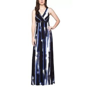 Matty M V-Neck Maxi Dress Size M Rayon Sleeveless Tie Dye Wrap Tank Resort Boho